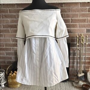 DKNY White Top with Black Pinstripe Detail